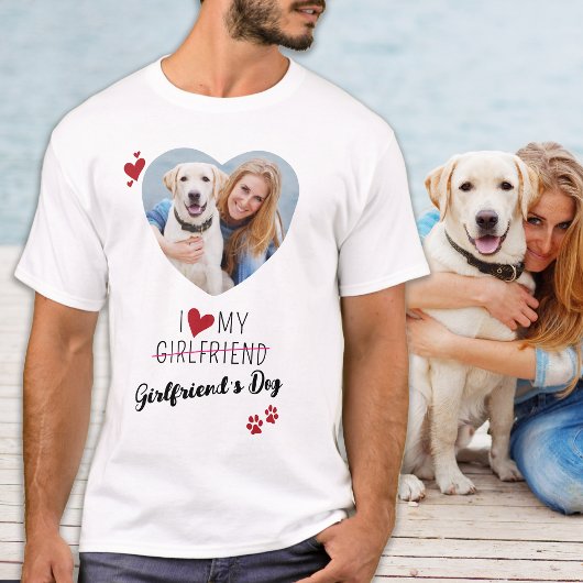 Ik hou van mijn Vriendinnen hond Custom Heart Foto T-shirt