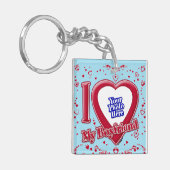 Ik hou van mijn vriendje foto rode harten blauwe h sleutelhanger (Voorkant Links)