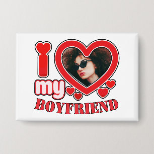 Ik hou van mijn vriendje grappig trendy cadeau button
