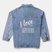 Ik hou van mijn vriendje | Moderne elegante witte  Denim Jacket (Achterkant)