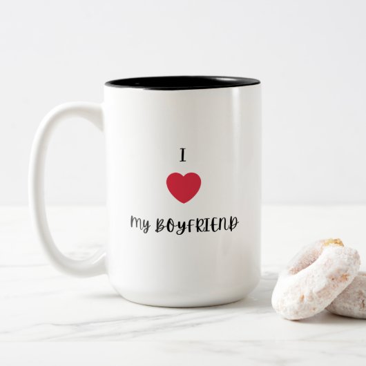 Ik hou van mijn vriendje tweekleurige koffiemok (Met donut)