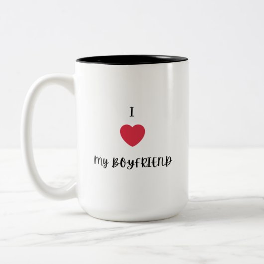 Ik hou van mijn vriendje tweekleurige koffiemok (Links)