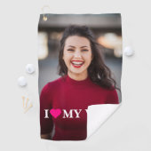 Ik hou van mijn vrouw aangepaste foto golfhanddoek (Insitu)