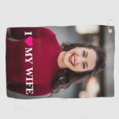 Ik hou van mijn vrouw aangepaste foto golfhanddoek (Horizontaal)