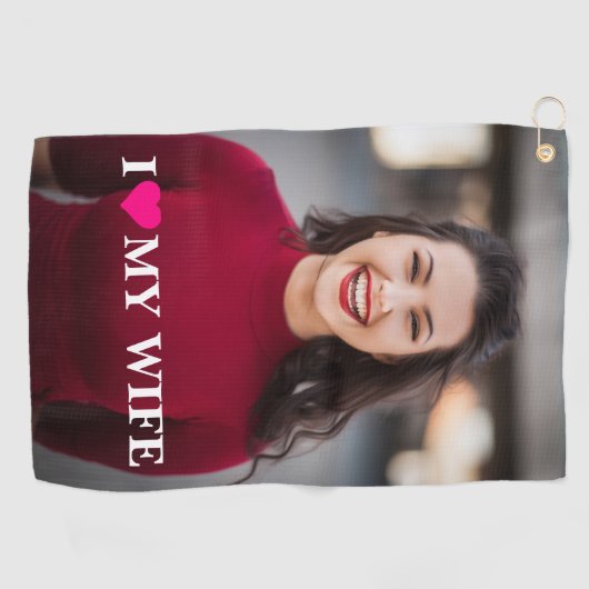 Ik hou van mijn vrouw aangepaste foto golfhanddoek (Horizontaal)