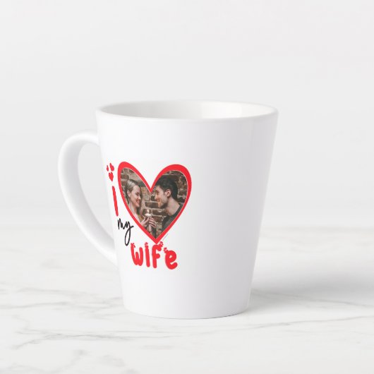 Ik hou van mijn vrouw Foto Gift Latte Mok (Linkerhoek)