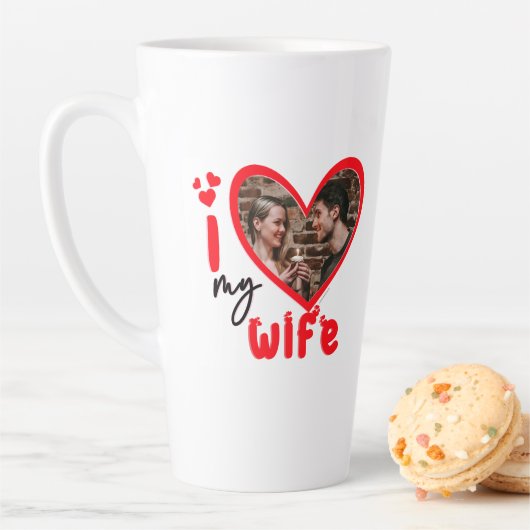 Ik hou van mijn vrouw Foto Gift Latte Mok (In situ)