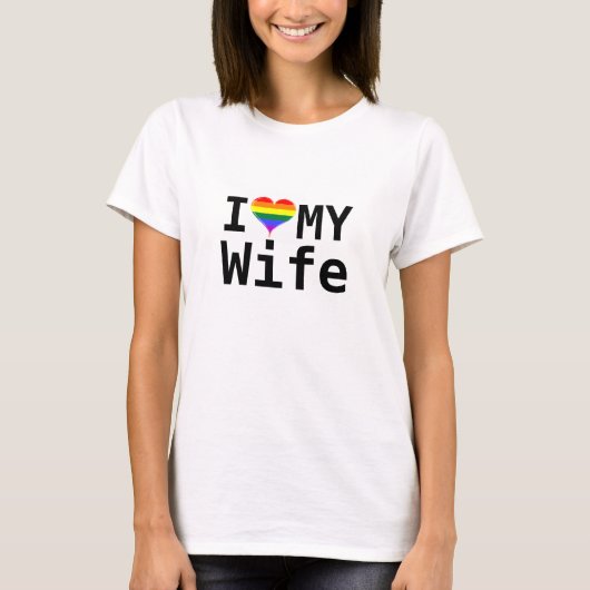 Ik hou van mijn vrouw Gay Pride Heart T-shirt (Voorkant)