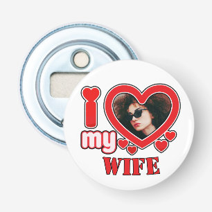 Ik hou van mijn vrouw gepersonaliseerd button flesopener
