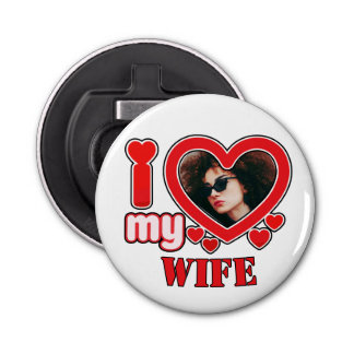 Ik hou van mijn vrouw gepersonaliseerd button flesopener