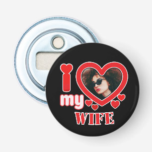 Ik hou van mijn vrouw gepersonaliseerd button flesopener