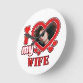 Ik hou van mijn vrouw gepersonaliseerd ronde klok (Hoek)