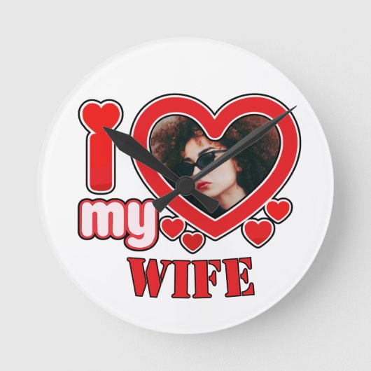 Ik hou van mijn vrouw gepersonaliseerd ronde klok (Voorkant)