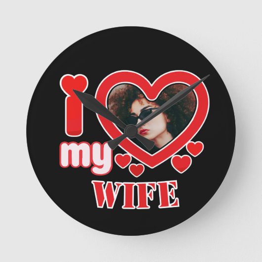 Ik hou van mijn vrouw gepersonaliseerd ronde klok (Voorkant)