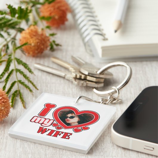 Ik hou van mijn vrouw gepersonaliseerd sleutelhanger (Voorkant Rechts)