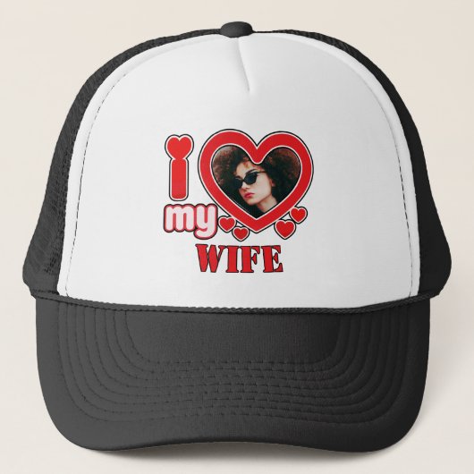 Ik hou van mijn vrouw gepersonaliseerd trucker pet (Voorkant)