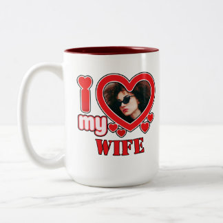 Ik hou van mijn vrouw gepersonaliseerd tweekleurige koffiemok