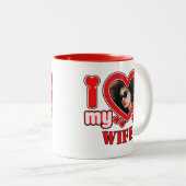 Ik hou van mijn vrouw gepersonaliseerd tweekleurige koffiemok (Voorkant rechts)