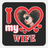 Ik hou van mijn vrouw gepersonaliseerd vierkante sticker (Voorkant)