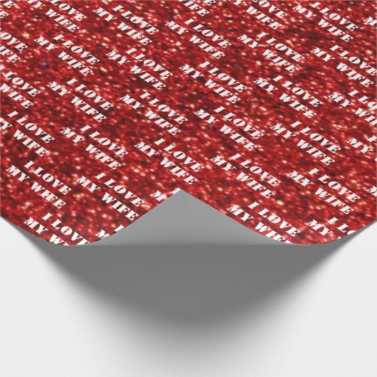 Ik hou van Mijn vrouw Gepersonaliseerde tekst Rode Cadeaupapier (Hoek)