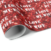 Ik hou van Mijn vrouw Gepersonaliseerde tekst Rode Cadeaupapier (Rol Hoek)