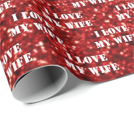 Ik hou van Mijn vrouw Gepersonaliseerde tekst Rode Cadeaupapier (Rol Hoek)