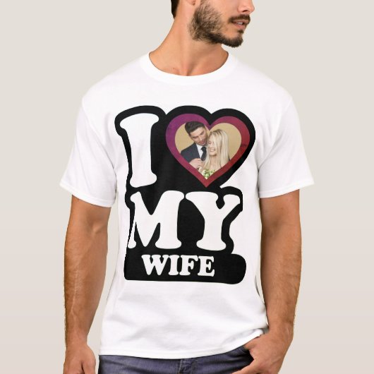 Ik hou van mijn vrouw Green Leaf - Aangepaste foto T-shirt (Voorkant)