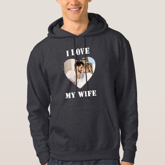 Ik hou van mijn vrouw Hart aangepaste gepersonalis Hoodie (Voorkant)