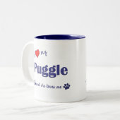 Ik hou van mijn Vrouw hond Tweekleurige Koffiemok (Voorkant links)