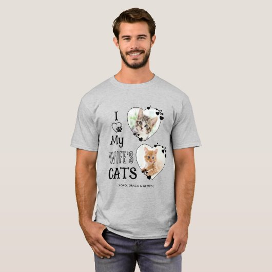 Ik hou van mijn vrouw katten aangepaste Schattige  T-shirt (Voorkant volledig)