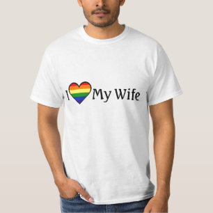 Ik hou van mijn vrouw Lesbian Rainbow Heart Shirt 