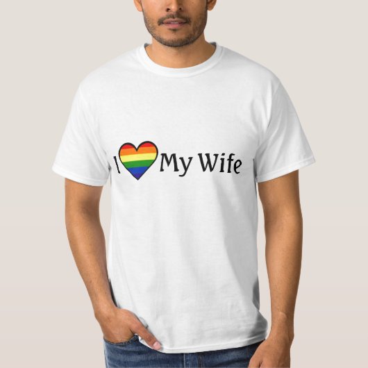 Ik hou van mijn vrouw Lesbian Rainbow Heart Shirt  (Voorkant)