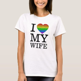 Ik hou van mijn vrouw LGBT hart sparkle Valentijns T-shirt