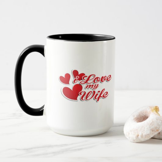 "Ik hou van mijn vrouw" mok, hartjes ontwerp Mok (Met donut)