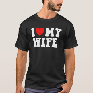 Ik hou van mijn vrouw Retro Happy Valentijnsdag Ma T-shirt