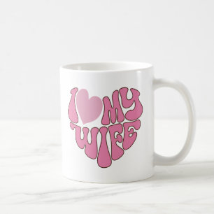 Ik hou van mijn vrouw Retro Pink Heart Design Koffiemok
