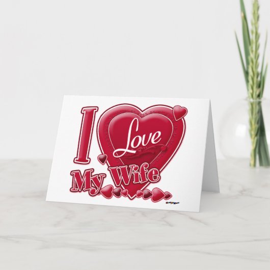 Ik hou van mijn vrouw rood - hart feestdagen kaart (Voorkant)