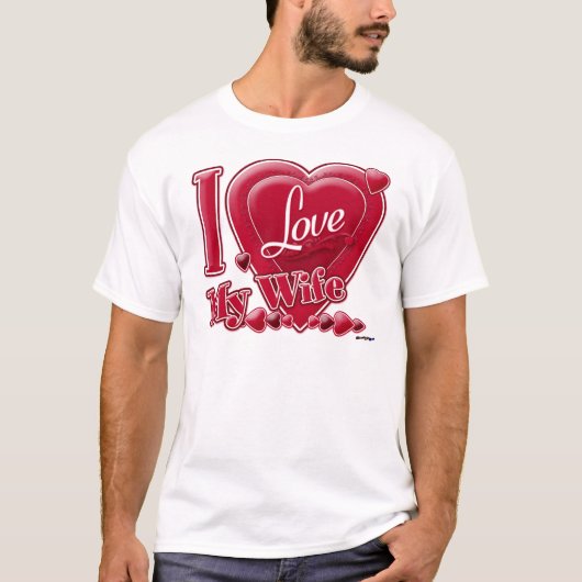 Ik hou van mijn vrouw rood - hart t-shirt (Voorkant)