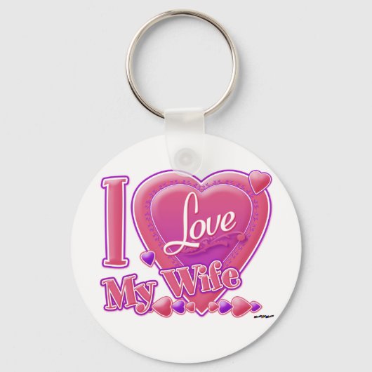 Ik hou van mijn vrouw roze/paars - hart sleutelhanger (Voorkant)