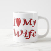 Ik hou van mijn vrouw schattige rode tekst grote koffiekop (Rechts)