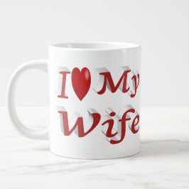 Ik hou van mijn vrouw schattige rode tekst grote koffiekop
