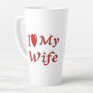 Ik hou van mijn vrouw schattige rode tekst latte mok