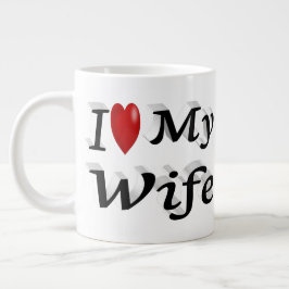 Ik hou van mijn vrouw schattige zwarte tekst grote koffiekop