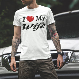 Ik hou van mijn vrouw schattige zwarte tekst t-shirt
