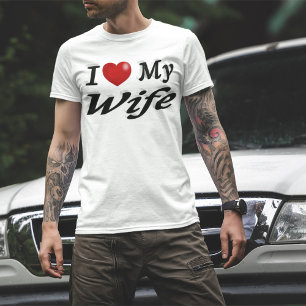 Ik hou van mijn vrouw schattige zwarte tekst t-shirt