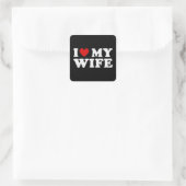 Ik hou van mijn vrouw vierkante sticker (Tas)