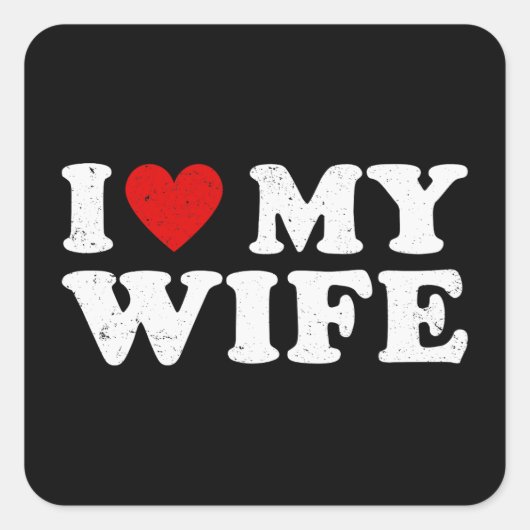 Ik hou van mijn vrouw vierkante sticker (Voorkant)