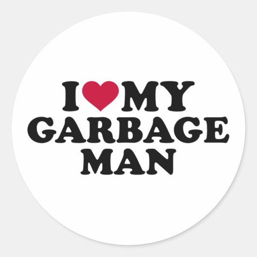 Ik hou van mijn vuilnis man ronde sticker (Voorkant)