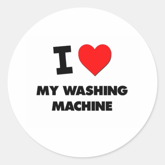 Ik hou van mijn wasmachine ronde sticker (Voorkant)