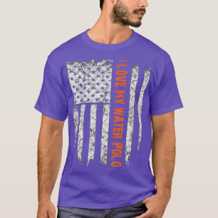 Ik hou van mijn waterpoo Amerikaanse vlag T-shirt